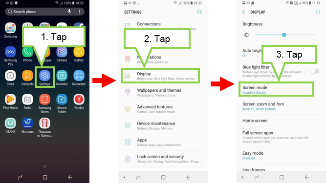 Galaxy A8/A8+: How to remove the reddish color on the screen?