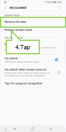 Galaxy S9+: How do I delete the registered Iris?