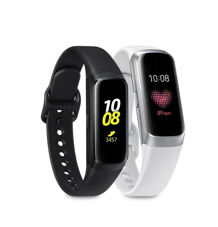 Two Galaxy Fits, one in black and one in white, both seen at a three-quarter angle