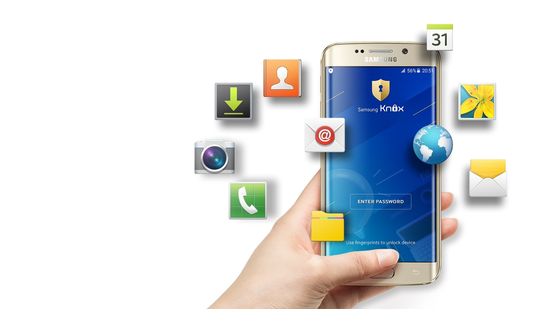 An image showing some of the functions of KNOX, Samsung's security app.