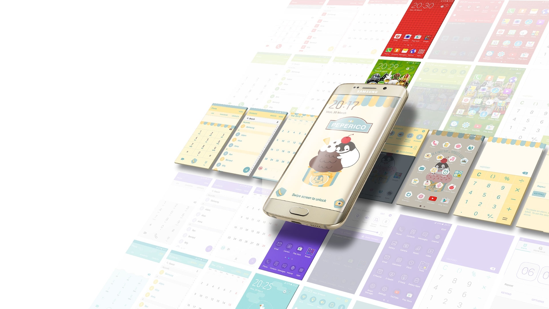 An image showing some of the themes available for the Galaxy S6 edge.