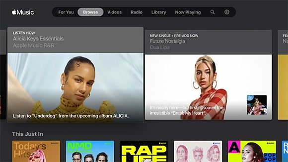 'L’interface utilisateur graphique (GUI) Explorer montrant une section Écouter maintenant et Nouveau single.