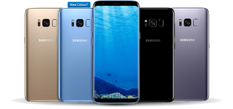 Galaxy S8 noir vu de dos et vue frontale du Galaxy S8+
