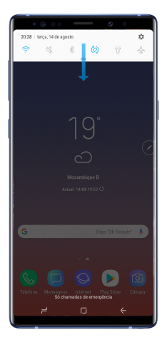 Desloque para baixo o painel de notificações