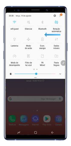 Painel de notificações expandido