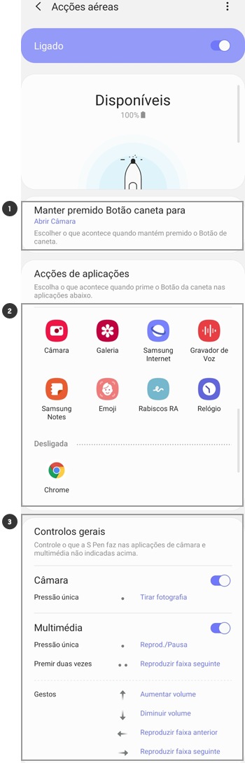 Modificar apps ou funcionalidades com S Pen
