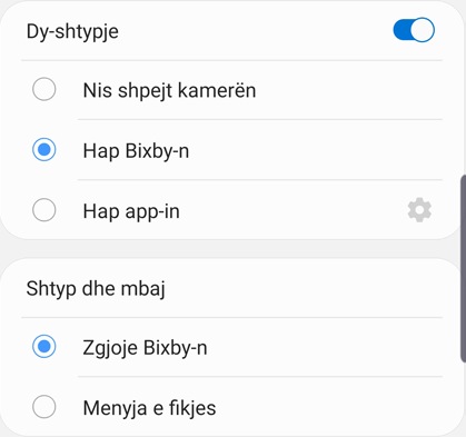 Udhëzime me pamje se si të konfigurohet tasti anësor për të aktivizuar ose hapur Bixby-n