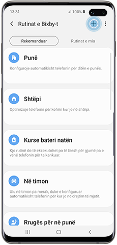 Krijoni një Rutinë të personalizuar të Bixby-t, ikona Plus