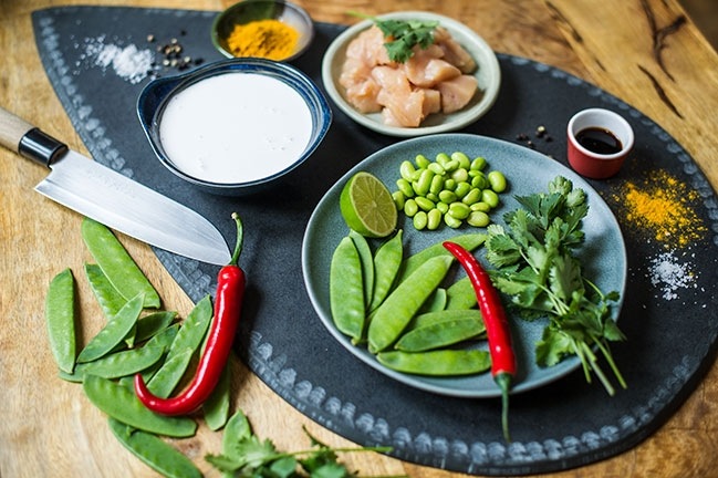 Kochen mit der Mikrowelle - Huehnercurry