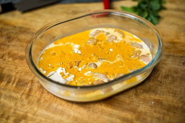 Kochen mit der Mikrowelle - Huehnercurry