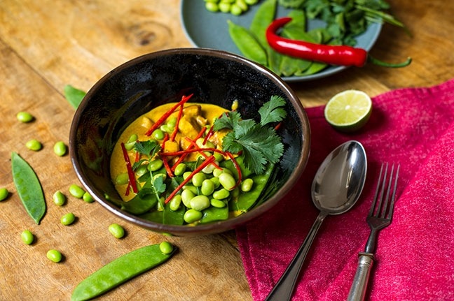 Kochen mit der Mikrowelle - Huehnercurry
