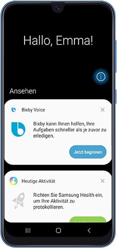 Tippe im Bixby Startbildschirm deines Galaxy Smartphones auf das Weitere Optionen-Symbol.