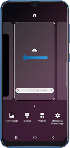 Wische nach rechts, um Bixby Home über den Startbildschirm deines Galaxy Smartphones zu deaktivieren.