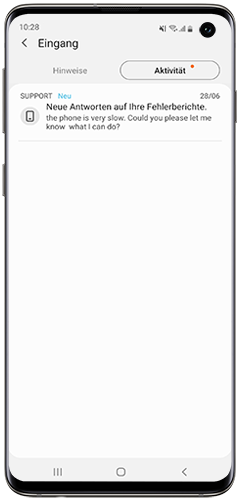 Sollte Ihr Fehlerbericht ueber Samsung Members eine Antwort erfordern, erhalten Sie ein Feedback von unserem Support Team.