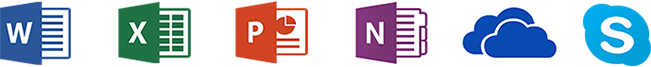 Word, Excel, Powerpoint, Note, Cloud, Skype
