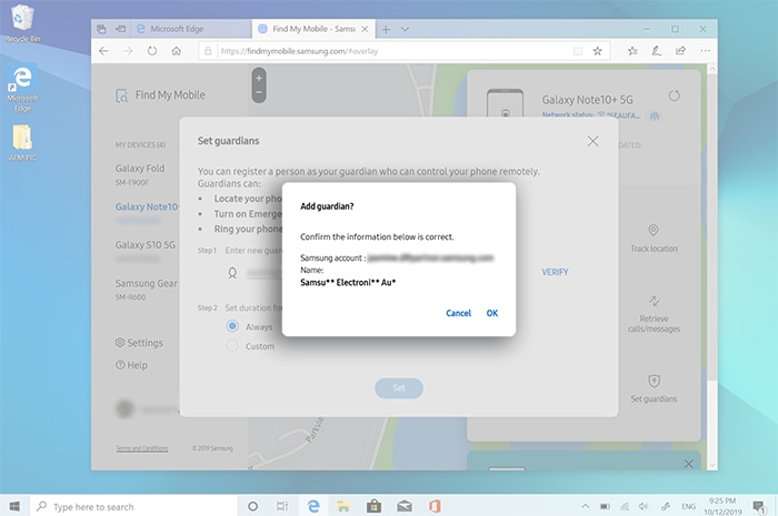 Confirm the information you previously entered is correct then click on OK