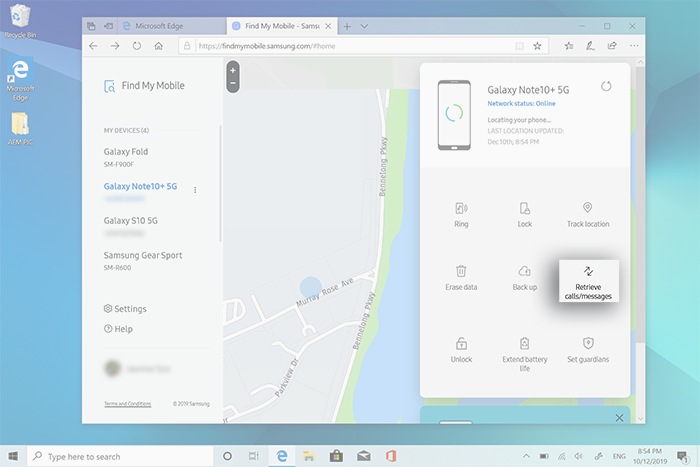Click on Retrieve calls and messages
