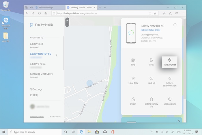 Click on Track location