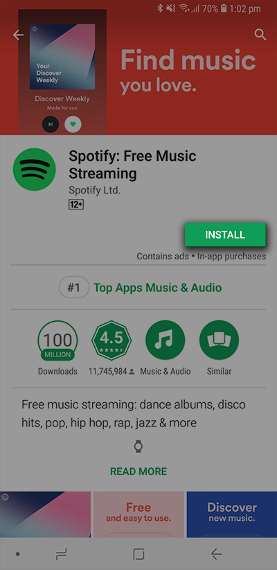 Tap Install