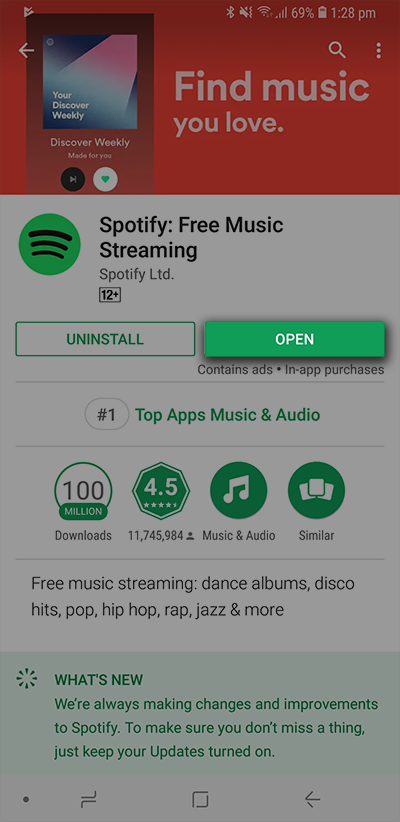 Tap Open once the download has completed