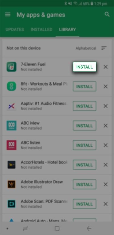Select install on apps you wish to download again