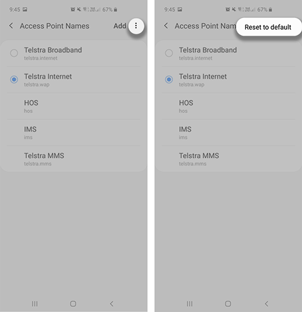 Tap on the 3 dots > Reset to default