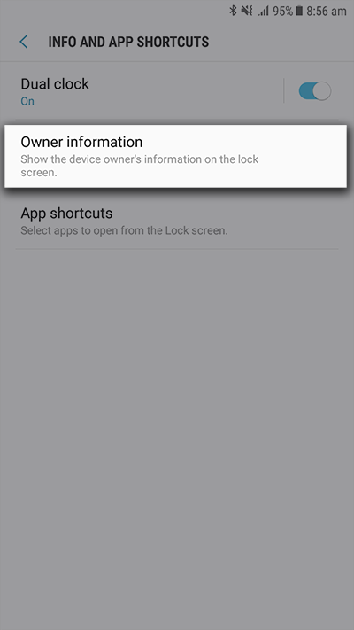 Tap Owner information to enter details