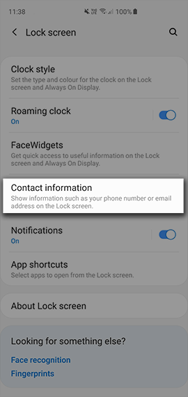 Scroll down to select the Contact Information option