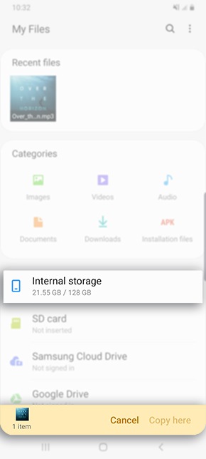 Head back to the My File main page and select Internal storage
