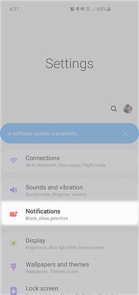 Settings > Notifications
