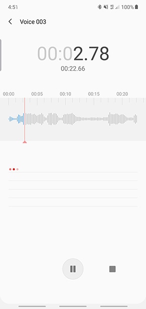 Your speech will then be converted to text. Once complete tap on stop icon and save the file.