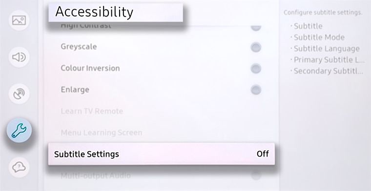 Subtitle settings