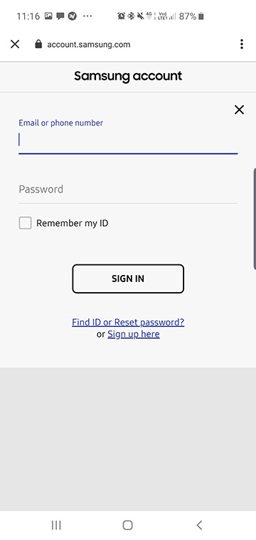 Samsung account sign in
