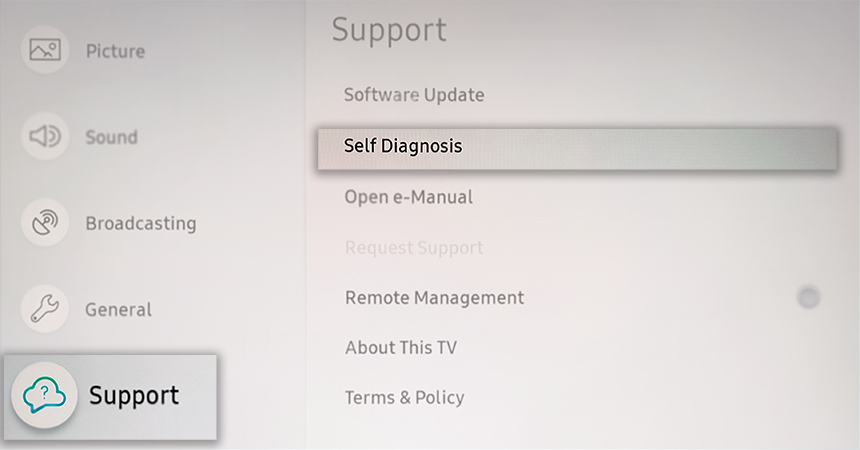TV Support Menu