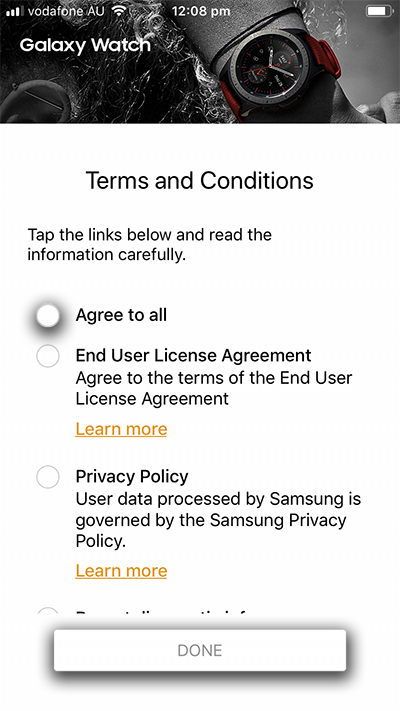 Agree to T&Cs to move foward