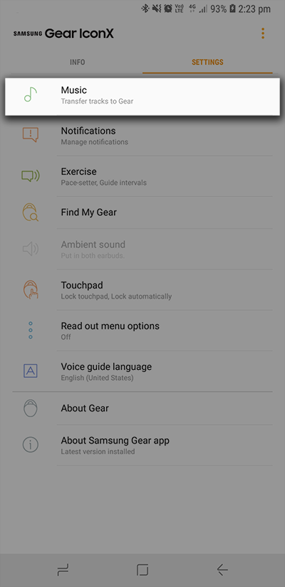 Select the Music option