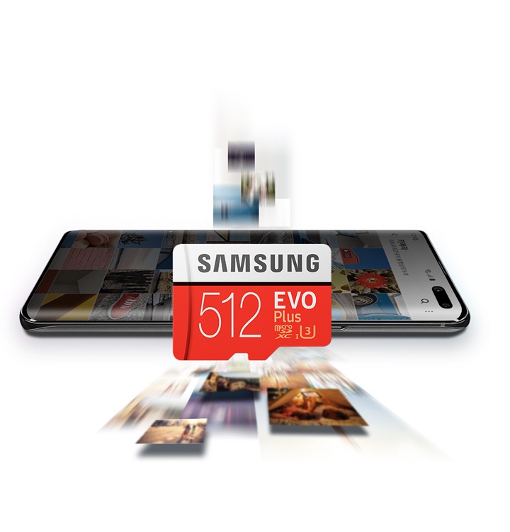 Samsung's microSD card with up to 256GB of capacity for photos and video on your compatible smartphone. Samsung's microSD card with up to 512GB of capacity for photos and video on your compatible smartphone.
