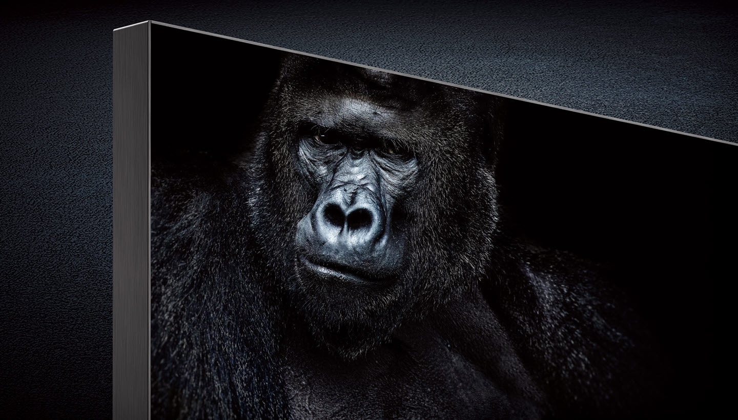 The Wall cabinet showing a gorilla image with deep black and intense contrast