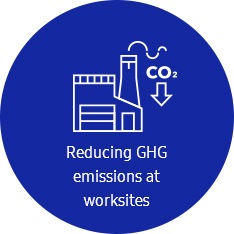 Een pictogram voor de reductie van broeikasgasuitstoot op bedrijfslocaties