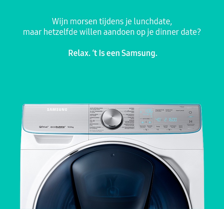 Quickdrive washing machine on a green background
