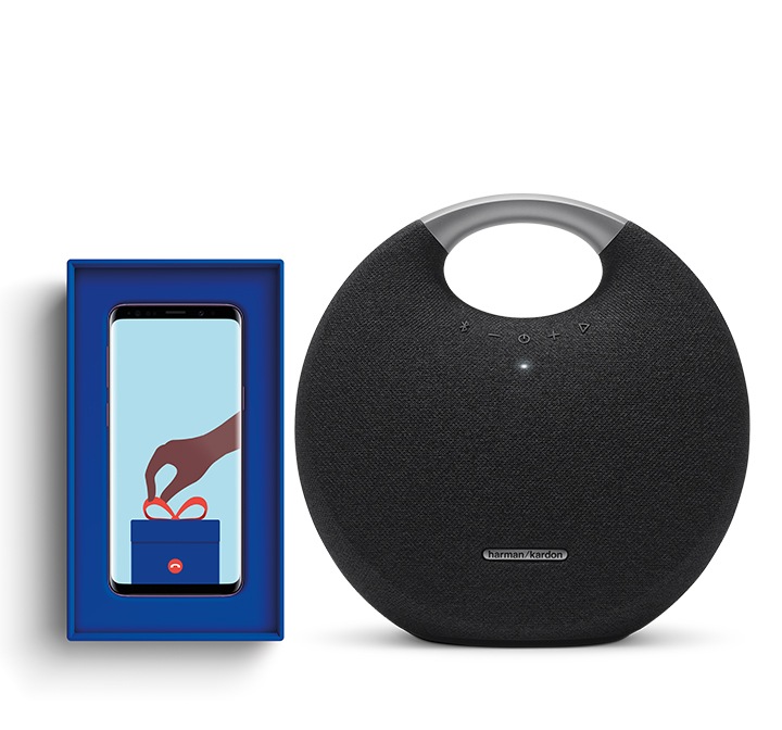 galaxy s9 met harman kardon speaker in feestdagen sfeer