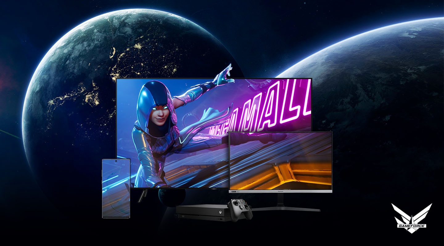 Afbeelding van het spel Gameforce met de gameconsole erbij