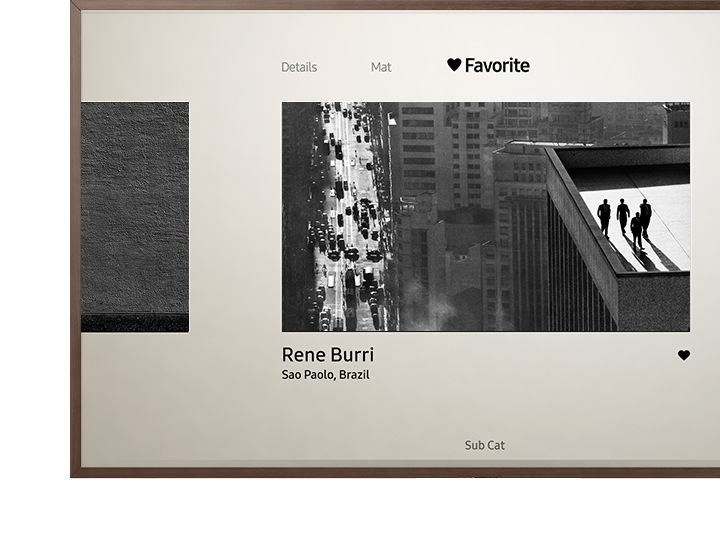 The Frame TV laat een foto zien, geselecteerd als favoriet, die onderdeel van je persoonlijke galerij kan worden met de Samsung Art Collection.