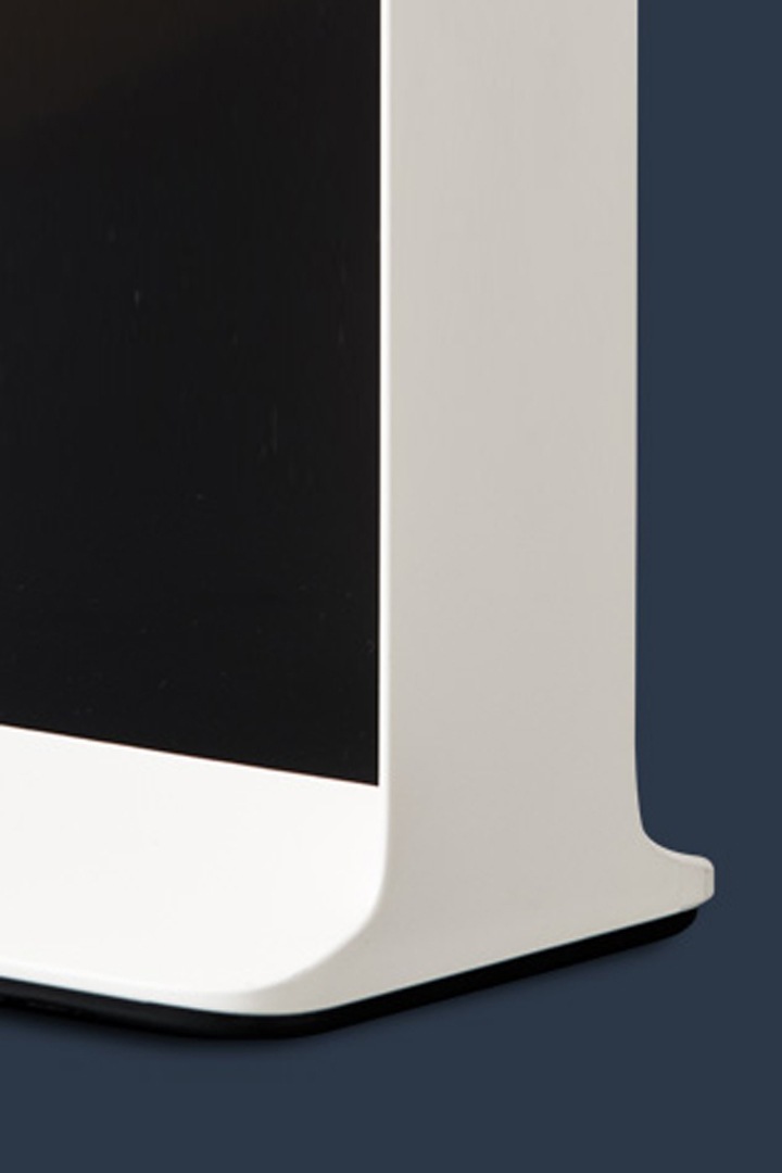 close up white serif tv