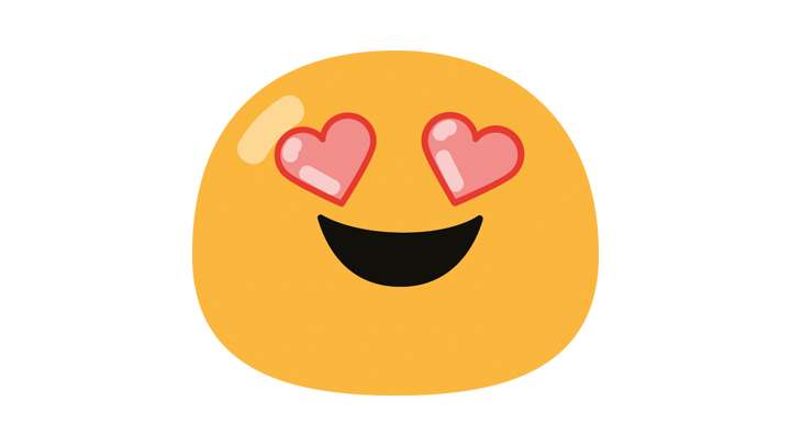 Émoticône In-Traffic Reply avec des yeux en forme de cœur.