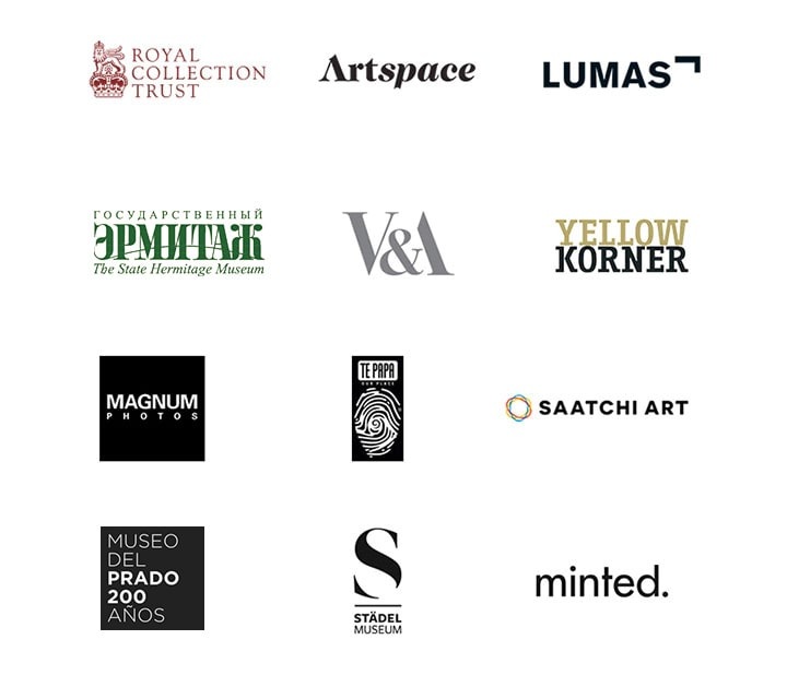 L'Art Store inclut des œuvres d'art issues de 12 entreprises partenaires : Royal Collection Trust, Artspace, Lumas, Magnum Photos, Te Papa, Saatchi Art, State Hermitage Museum, V&A, Yellow Korner, Museo del Prado, Stadel Museum et Minted.