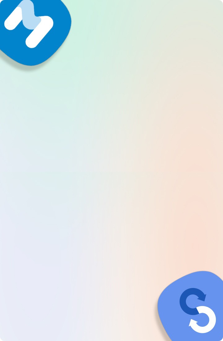 service-that-make-it-easy L’icône de l’application Samsung Members apparaît en haut à gauche, et l’icône de l’application Smart Switch apparaît en bas à droite. Les deux icônes sont sur un fond couleur pastel.