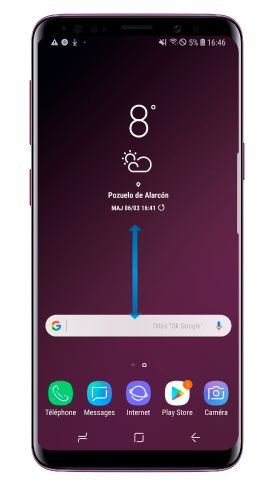 Ouvrir l'écran des applications en glissant