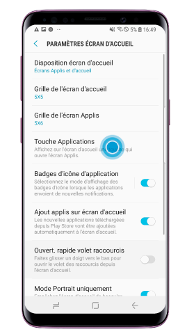Appuyez sur « Touche Applications »