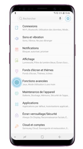 Fonctions avancées du Galaxy S9